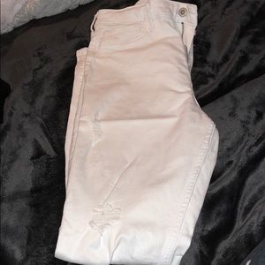 Holister high rise ripped white jeans